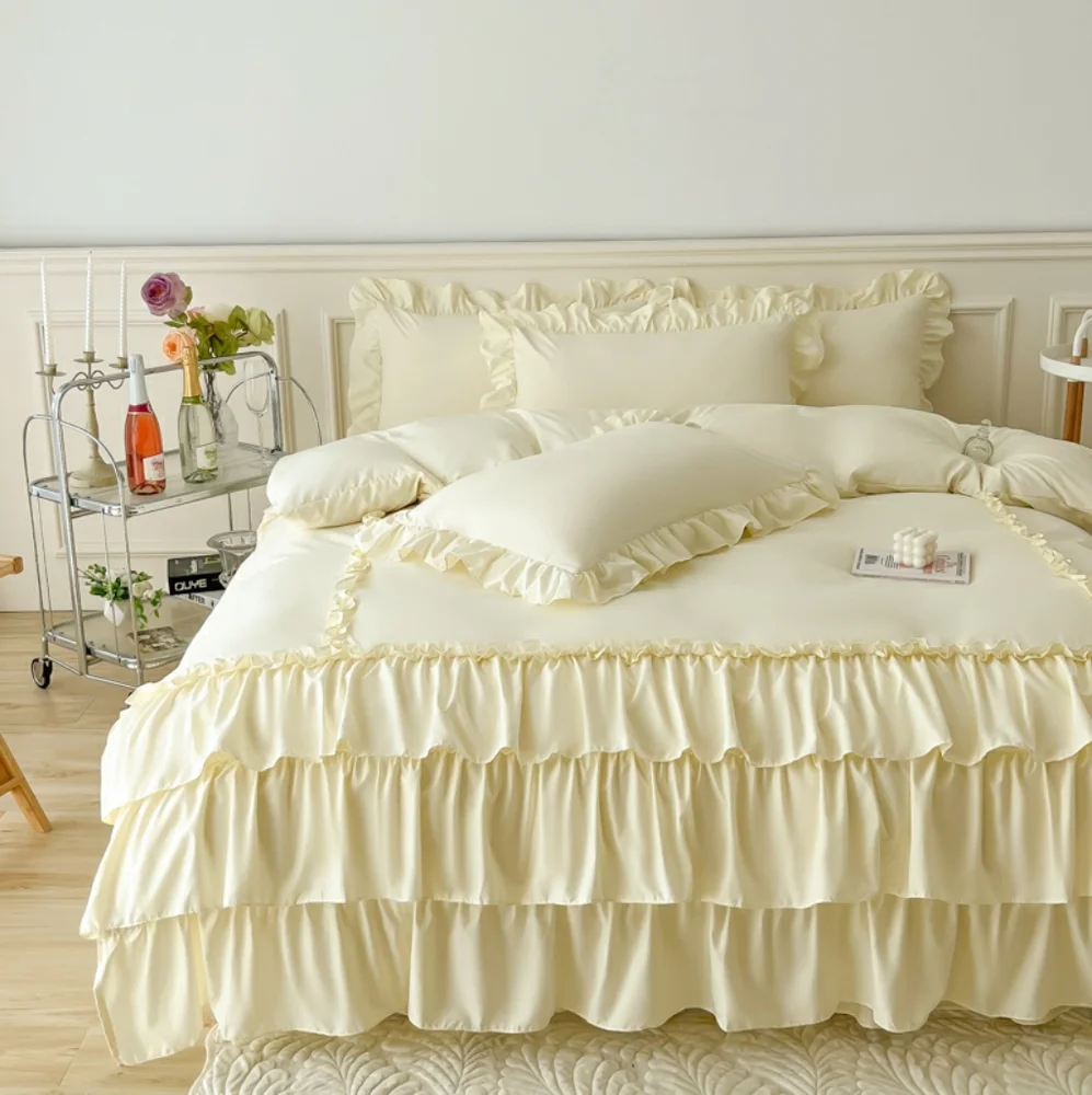 100% Cotton Queen Farmhouse Antique Ruffle Bed Set